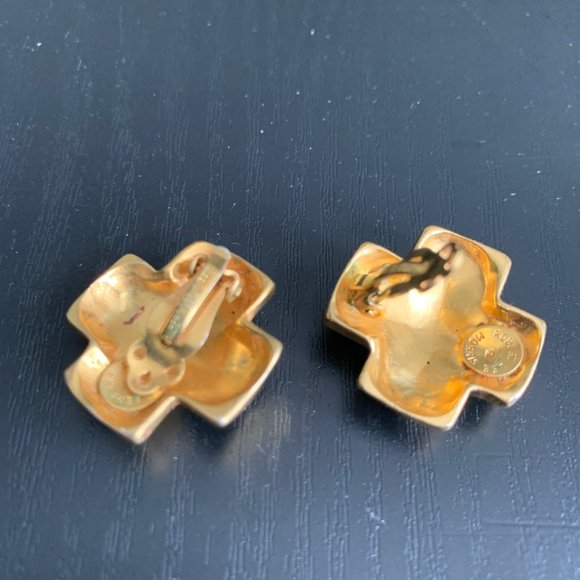 Robert Lee Morris Gold Cross Earrings (Rare) - Picture 3 of 5
